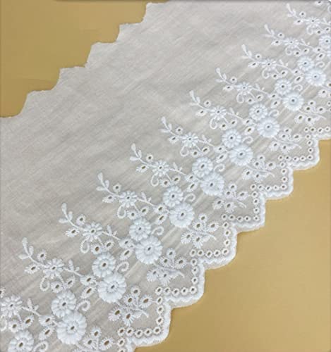 Cinta de encaje vintage de algodón con bordado hueco, cinta decorativa, cinta de encaje para costura, artesanía, decoración navideña, boda, cortina, caja de regalo, 11 cm x 3 m, blanco