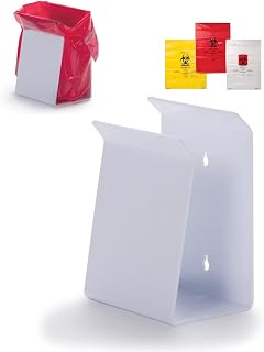 Biohazard Waste Bags Holder Organizer Stand & Wall Mount White Acrylic Universal Waste Bags Dispenser for Medical Offices 6" W x 7" H x 3½"D