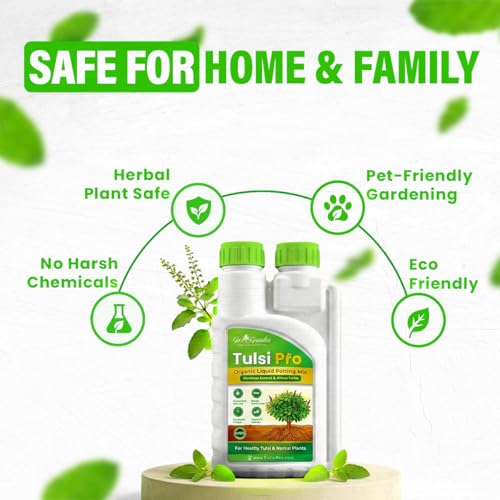 Image of Go Garden Organic Liquid Potting Mixture for Tulsi Plants 250ml | Tulsi fertilizer for tulsi plant Boost Growth, Roots & Flowering | Natural Liquid Fertilizer for Holy Basil, Indoor & Outdoor Plants