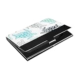 OTVEE Ocean Blue Sea Turtles Business Card Holder, Leather Coated Stainless Steel Name Credit Card Case Wallet