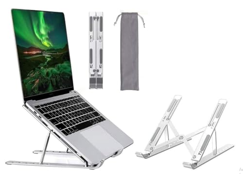 Image of 6 Angle Foldable & Portable Laptop Riser Stand Made with Aluminum Alloy |Compatible for Dell, Mac Book Air /Pro, Lenovo Acer Hp Asus & Other Laptop (Silver)