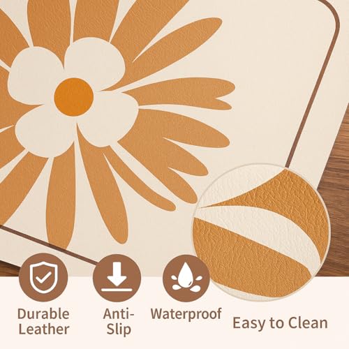 Image of YELONA Leather Dining Table Placemats Set of 4 - Waterproof, Heat Resistant, Anti-Slip, Easy to Clean Table Mats for Dining Table, Kitchen & Home Decor (Ivory White, 40 x 30 cm)