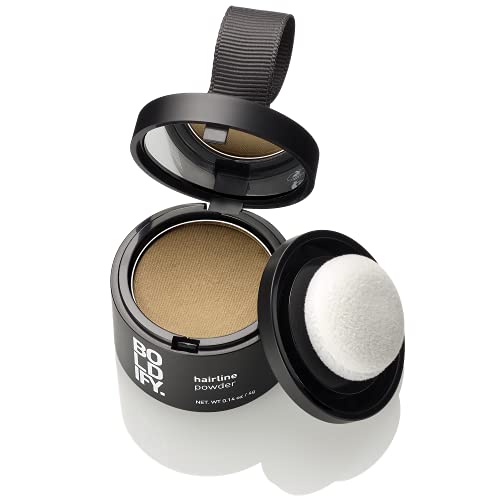 BOLDIFY Hairline Powder (Dark Blonde) Instantly Conceals Hair Loss and Fills In Receding Hairlines, Bald Spots, and Wide Parts - Stain-Proof 48 Hour Formula for Hair & Beard - Root Concealer & Gray Hair Coverage