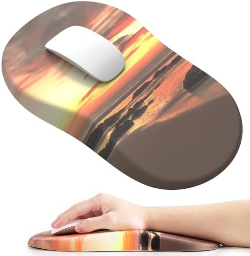 hueilm Ergonomic Mouse Pad Wrist Support,Pain Relief Mouse Pad with Wrist Rest,Entire Memory Foam Mouse Pad with Non-Slip PU Base,Comfortable Mousepad Perfect for Office & Home, 1PCS(Sunset)