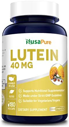 NusaPure Lutein 40mg 180 Veggie Capsules (Non-GMO & Gluten Free)