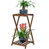 Jotboom Plant Stand Indoor,Wooden 2 Tier Plant Stands,Corner Square Plant Shelf,Rustic Flower Stand Tall Plant Holder for Living Room Bedroom Balcony Office