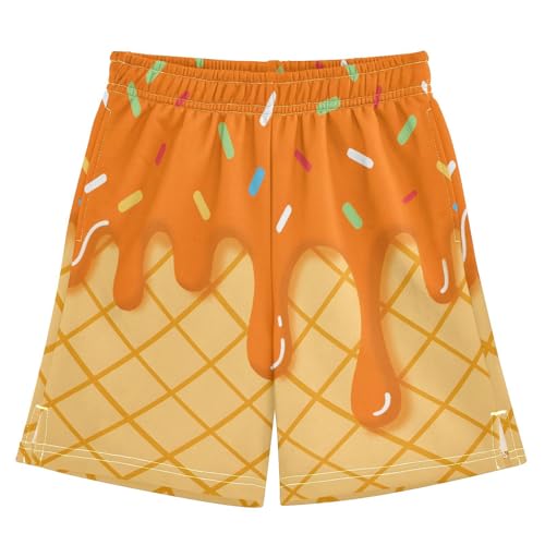 ALAZA Old American Flag Boys Athletic Shorts Casual Shorts with Pockets Bottom Pants Summer Athletic Running Shorts