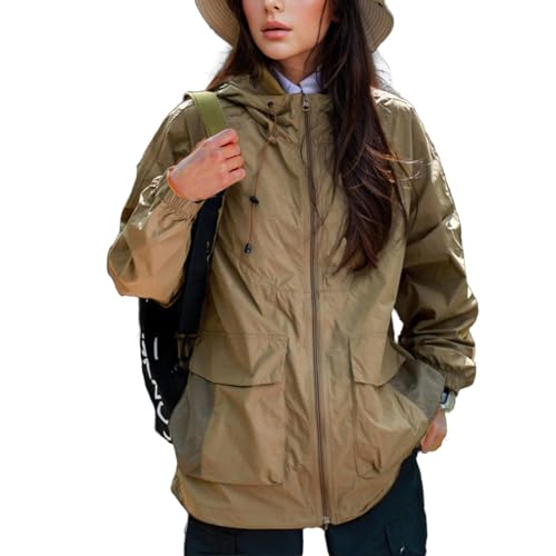 Chaqueta de protección solar para mujer con capucha y bolsillos laterales
