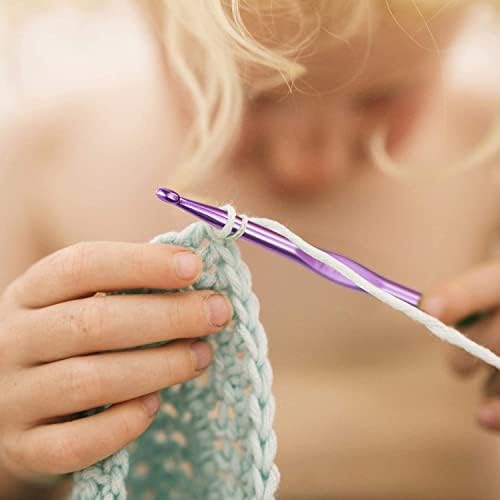 Crochet Hooks Set with (2mm 3mm 4mm 5mm 6mm) High Quality Coloured Aluminum Ergonomic Handle Crochet with Stitch Markers