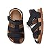 BMCiTYBM Toddler Boys Girls Sandals Closed Toe Summer Slides Shoes Adjustable Straps Slippers for Indoor Outdoor Black Size 6 Toddler