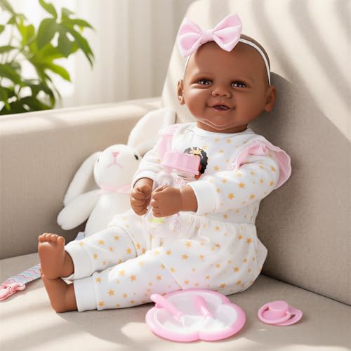 Muñeca Bebé Reborn Negra KSBD 17 Pulgadas con Accesorios miniatura 5
