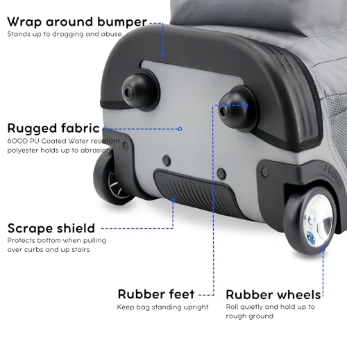 Image of J World Sundance Laptop Rolling Backpack for Girls Boys. Roller Bookbag with Wheels, 20 Inch, Grey
