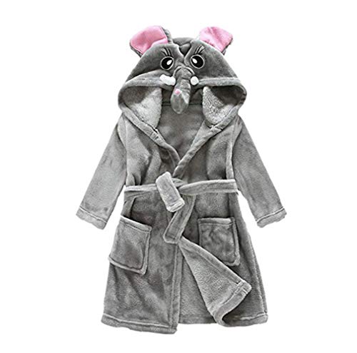 HAXICO Unisex Kids Soft Cartoon Flannel Bathrobe Baby Boys Girls Hooded Pajamas Dressing Gown