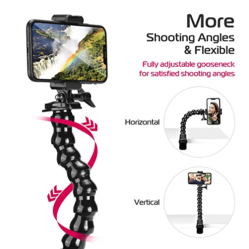 Ulanzi Jaws Flex Clamp Mount With Adjustable Gooseneck Compatible With 4-7'' Smartphone, Gopro Hero 11, 10, 9, 8, 7, 6, 5, 4, Session, 3+, 3, 2, 1, Max, Hero (2018), Fusion, Dji Osmo Action Cameras #TOP1