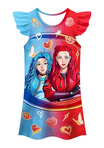 JAZZMAD Girls Dresses Kids Casual Dress Flutter Sleeves Gowns Outfits 3-8 Years