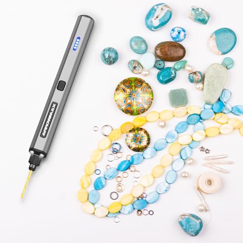 ARROWMAX Mini-Bohrstift, 13-in-1 mit Aluminiumgehäuse, wiederaufladbar, 900 U/min, Handbohrer-Set, 10 HSS-Bits, DIY, Holz, Schmuckherstellung (SDS MINI)
