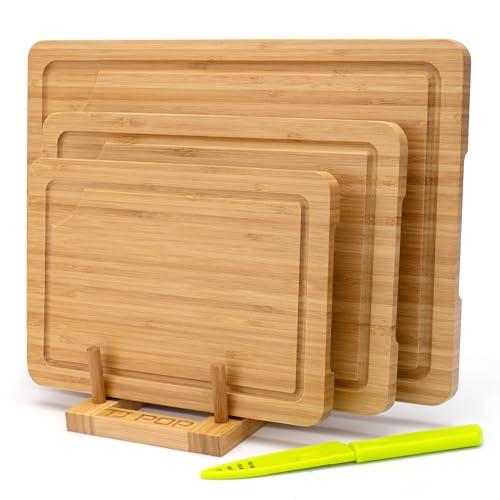 Juego de 3 Tablas de Cortar de Bambú Rectangulares