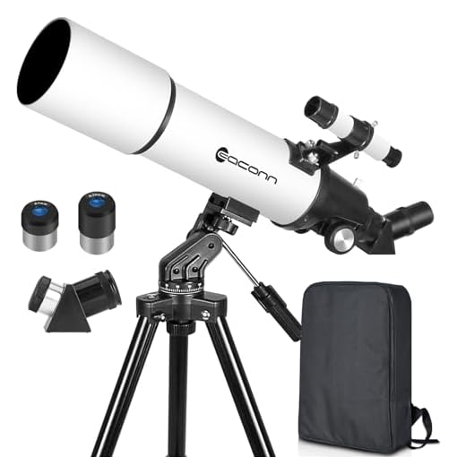 Telescopios astronómicos para Adultos, telescopios de refracción de 600 mm de Apertura de 80 mm para niños y Principiantes, telescopios de portátiles con Mochilas,BAK-4 Porro Prisma