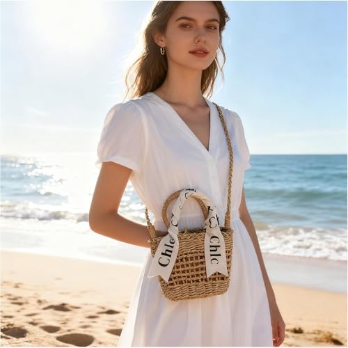 Image of Eiyye Straw Purse Top Tote Shoulder Bag Girl Coin Purse Crossbody Vacation Drawstring Opening