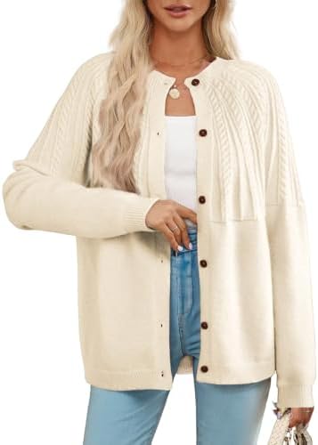Dokotoo Cardigan Sweaters for Women 2025 Fall Outfits Long Sleeve Crochet Knit Sweaters