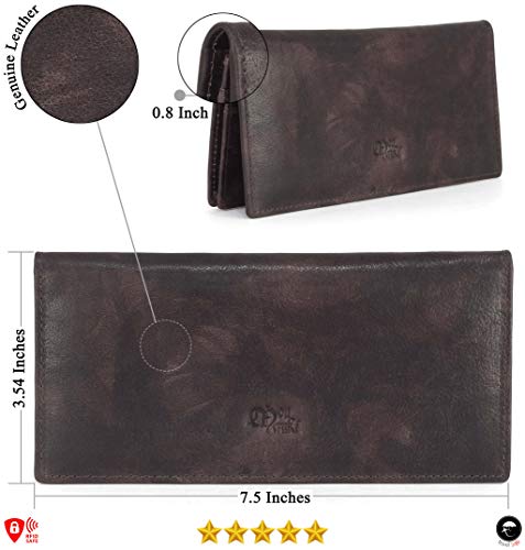 Image of RFID Blocking Mens Genuine leather Bifold Long Wallet