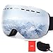 Gonex Oversized Ski Snow Goggles Anti-fog UV Protection with Frameless Double Spherical Lens for Skiing Snowboard Skate Winter Sports+ Goggle Case(Silver Lens)