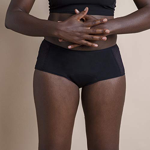 Cocoro Culotte MOERI - Braga menstrual absorbente, Reutilizable, Talla 3/M - Negro