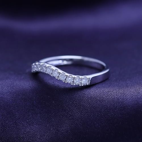 SAVEARTH DIAMONDS 1/3 Carat (ctw) Round Lab Grown Diamond Half Eternity Curved Wedding Band In 14k White Gold Over Sterling Silver for Women with 2.5MM Width, (0.33 Ctw) Ring Size-8.5 - Image 5