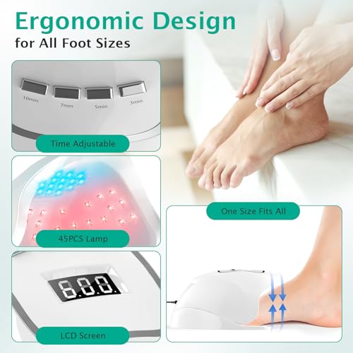 iKeener Nagelpilz Lasergerät, FDA Genehmigt 15 * 470nm Blaulicht & 30 * 650nm Rotes Licht Nagelpilz Laser gegen Nagelpilz für den Gesamten Fuß, Sicher und Wirksam