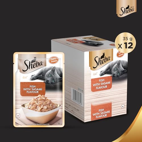 Image of Sheba Rich Premium Wet Cat Food , Fish with Sasami, 12 Pouches (12 x 35g)