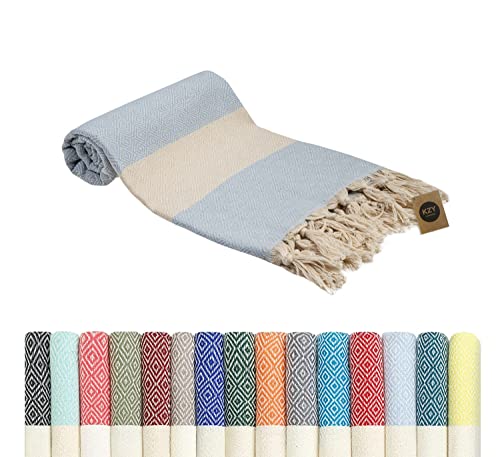 Serviette turque en coton tissé diamant (bleu clair) Cover