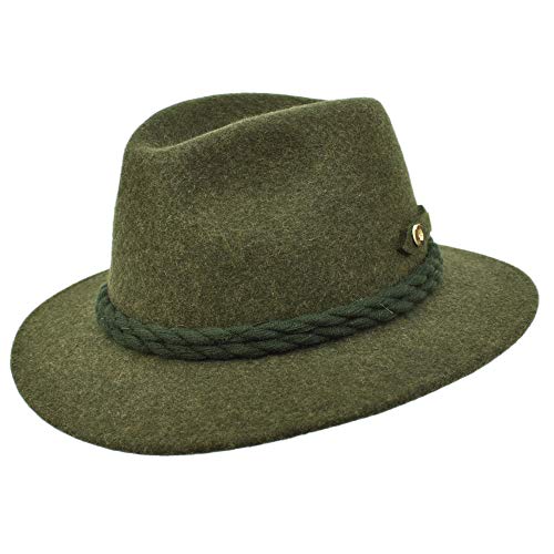 Marchi: Melegari Melegari Faustmann Cappello Tirolese Loden Landhut  Cappello da Montagna  Cappello Alpino  Uomo Donna  Estate/Inverno (Verde, 58)