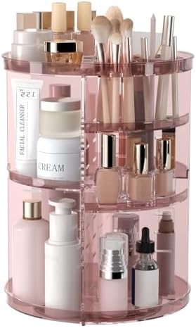 Rotating Makeup Organizer, DIY 8 Adjustable Layers 360 Spinning S...