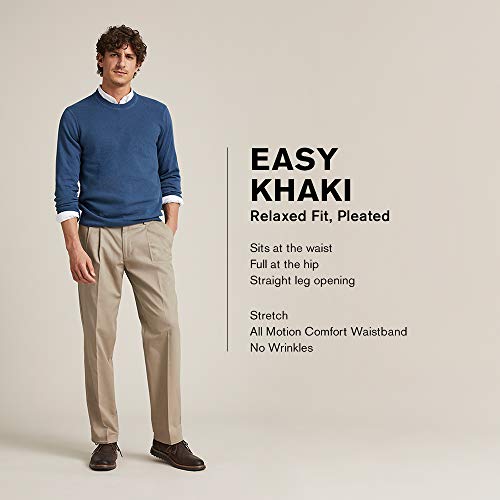 Dockers Men's Relaxed Fit Easy Khaki Pants-Pleated, Black, 36W X 32L #TOP2