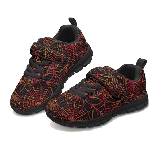 Flame Print Shoes for Boys,Big Kid Fashion Sneakers Lightweight Mesh Athletic Running Shoes with Hook and Loops