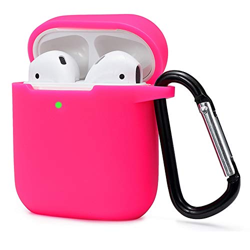 KOKOKA Custodia in Silicone da Appendere Compatiblile con AirPods 2 & 1, Custodia Protettiva per AirPods, Airpods Case Cover LED Anteriore Visibile Moschettone Portachiavi, Watermelon Red