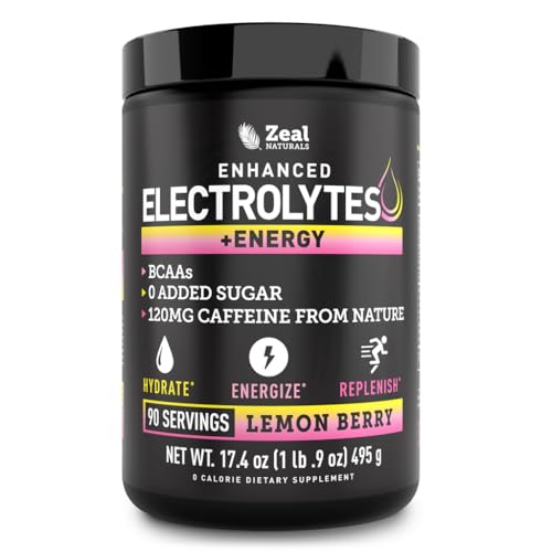 Véla Pre-Workout Electrolyte + Energy Powder Drink Mix (90 Servings | Lemon Berry) w/ 0 Sugar +BCAAs +B-Vitamins Electrolyte Supplement w Potassium Zinc & Magnesium for Hydration - Keto Electrolytes