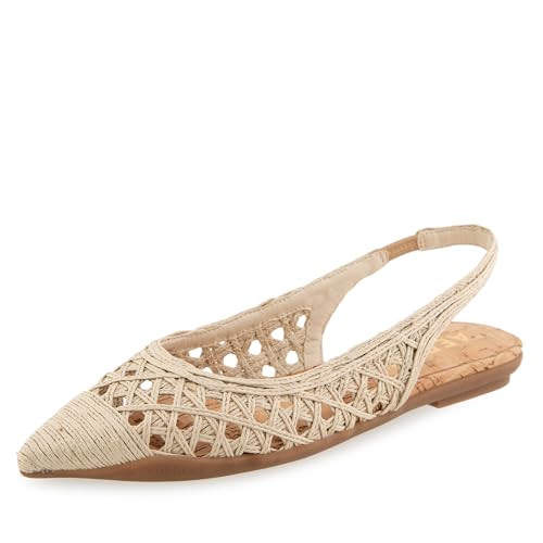 Aerosoles Women's Diego Ballet Flat, Natural Embroidered Raffia, 8