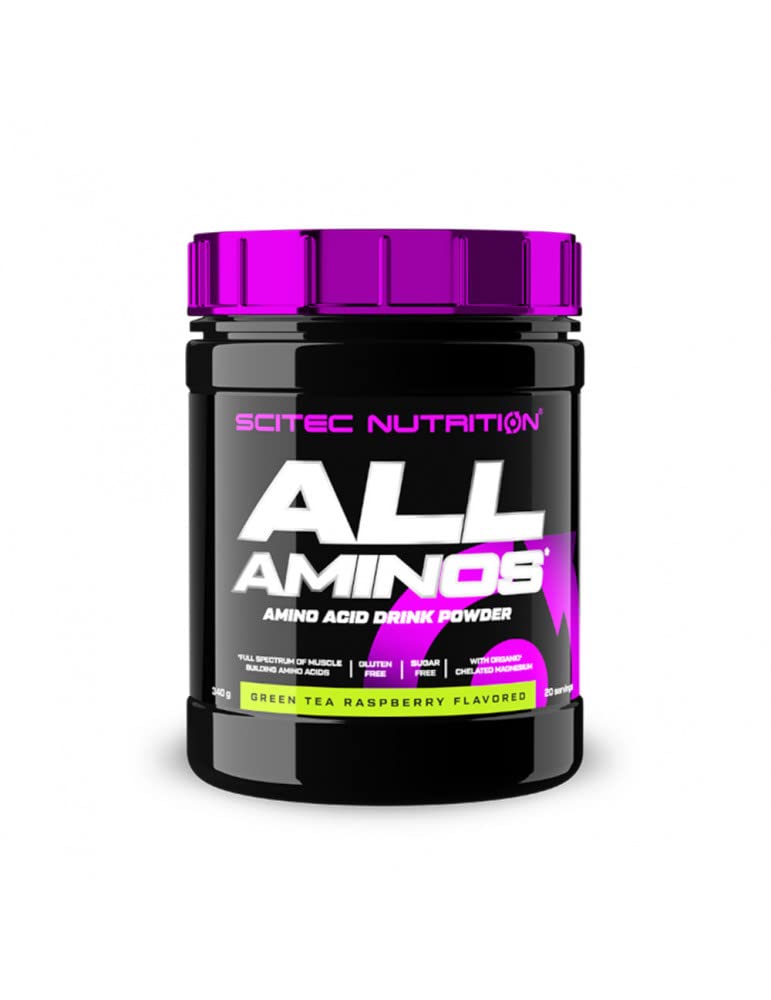 Scitec Nutrition All Aminos – Essential Amino Acids – with Magnesium – Gluten-Free, Sugar-Free – Ideal for Workouts and Recovery, 340 g, Green Tea-Raspberry