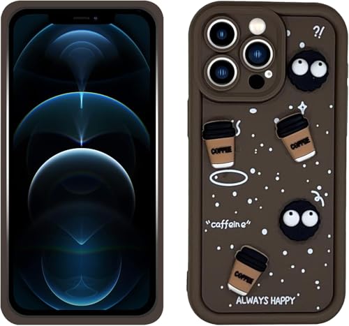 Image of GoldKart Back Case Cover Compatible for iPhone 12 Pro Max | Cute Fun Cartoon 3D Ball Coffee Silicone Case | Full Body Protection Back Cover for iPhone 12 Pro Max - Brown
