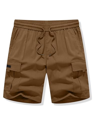 Image of JMIERR Men's Casual Stretch Cargo Shorts | Drawstring Elastic Waist, Multi Pockets, Summer Work Short, Classic