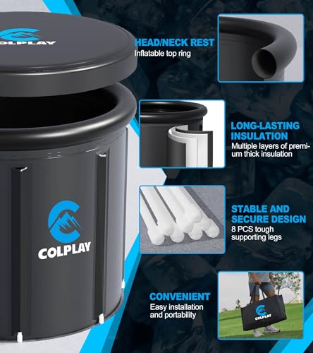 Colplay XL Large Portable Ice Bath Tub for Athletes 35.5\" x 29.5\", 116 gal Cold Plunge Tub Outdoor, Cold Ice Pod Tub for Cold Water Therapy Recovery, Inflatable Ice Bath Barrel Plunge Pool