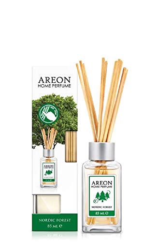 Areon Home Luxury Perfume Reed Diffuser + 10 Rattan Reeds, Nordic Forest 85 ml