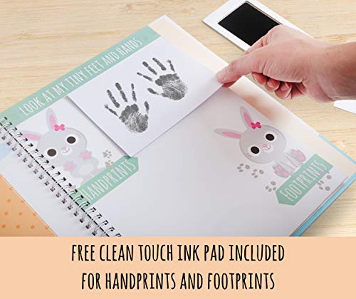 Baby Memory Book - Photo Album Journal & Scrapbook for Newborn (Ink Pad & Monthly Stickers) Best New Mom Gift - Record First 5 Year Memories & Milestones - Diary for Boys and Girls