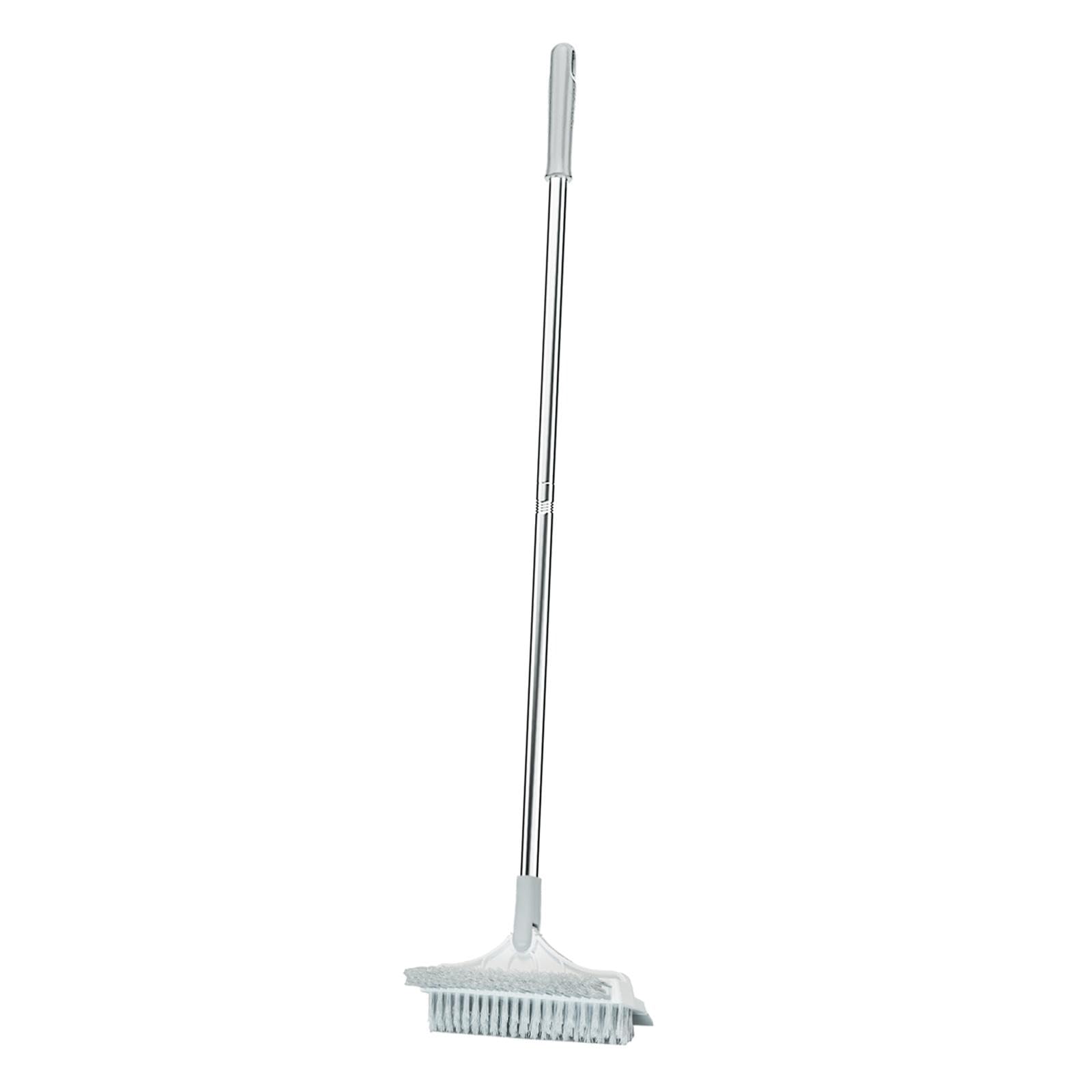 Cepillo para Suelos con Cerdas 3 en 1 Cepillo para Lechada con Mango Largo ° Estructura de Acero Inoxidable Y PP para Fregar Barrer Y, Blanco Gris, tal como se describe