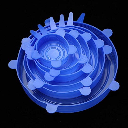 6 piezas/juego de tapas de silicona para alimentos tapas de silicona - Pack: azul 6 piezas 1 juego Cover