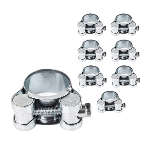 (Förpackning med 8 st) rör 23-25 mm starka förstärkta rörklämmor, galvaniserat stålrör, slangklämma, fästelement (8 st, 23-25 mm)