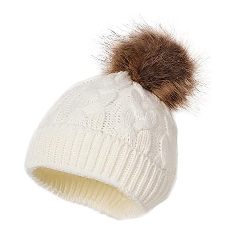 nvtuuer Bobble Hat Girls Boys Beanie Warm Baby Child Winter Hat Knitted Hat with Pompom Baby Girl Knitted Hat, E, 0-24 Months Cover