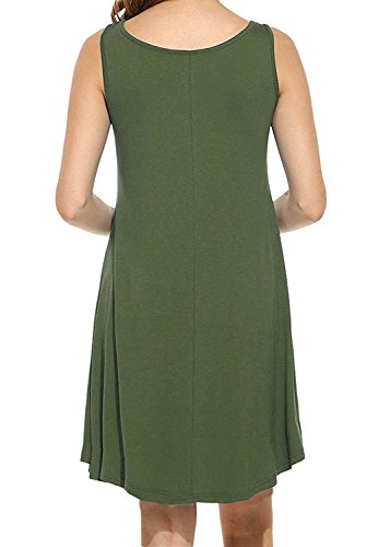 Molerani Women's Casual Swing Simple T-Shirt Loose Dress, Medium, Army Green #TOP2