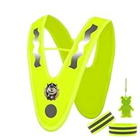 Essoy Warnweste Kinder mit Reflektierende Armbänder,V-Form Reflektorweste Sicherheitsweste,Nacht Signalkragen Kinder Warnschutzweste für Outdoor Laufen,Radfahren,Verkehr
